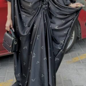 Black Floral Detail Kaftan Dress